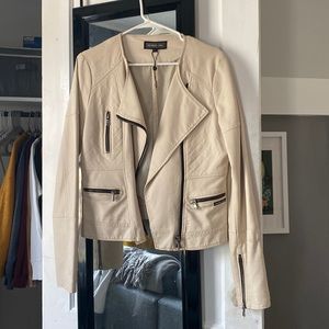 Members Only white Moto jacket.